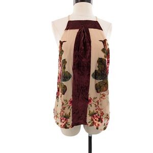 Taylor & Sage Women Pale Pink Floral Print Halter Neck Top Size Large